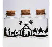 GEBETTER 3 Sheets Christmas Nativity Scene Waterproof Stickers Christmas Stickers for Glass Christmas Sticker Decal Christmas Glass Decorations Xmas Decorations (Black)