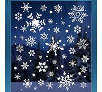 GEBETTER 9 Sheets Christmas Window Stickers Snowflakes Stars Dots Christmas Window Clings Stained Glass Clings Christmas Window Decorations Xmas Decorations