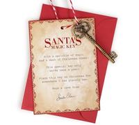 GEBETTER Bronze Santa's Magic Key Kit Father Christmas Eve Tradition No Chimney Handmade with Greeting Card Envelope Christmas Eve Box Fillers for Kids