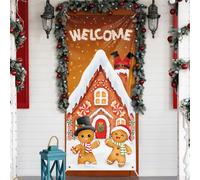 GEBETTER Christmas Door Cover Decoration - Gingerbread Man Hanging Banner, Xmas Background Backdrop, Photo Booth Props for Home Decorations