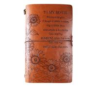 GEBETTER Friendship Gifts for Best Friend Leather Journal Notebook A6 To My Bestie Sunflowers Vintage Journal Friend Gifts Notebook Christmas Birthday Gifts for Friend Bestie Sister