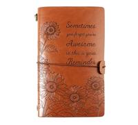 GEBETTER Leather Journal Notebook A6 Sometimes You Forget You Are Awesome So This is Your Reminder Sunflowers Vintage Refillable Journal Inspirational Notebook Gift for Family Friends Colleagues