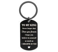 GEBETTER To My King Keyring Valentines Day To My Partner Gift Anniversary Keychain Inspirational Birthday Wedding Gifts Valentine's Day Present for Him Husband Boyfriend