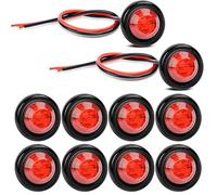 Gebildet 10 Pcs Round Clearance LED Front Rear Side Indicator Bullet Marker Light for Truck RV Car Bus Trailer Van Caravan Boat (12V, Red)