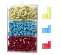 Gebildet 100pcs 90 Degree Nylon Insulated Flag Terminal Female, F Type Wire Crimp Electrical Connector, Full Insulated Female Push On Wire Terminal 12-10 AWG/ 22-14 AWG (Red 40, Blue 40, Yellow 20)