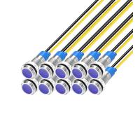 Gebildet 10pcs 6mm 1/4" 230V AC LED Metal Indicator Light Waterproof Signal Lamp (Blue)
