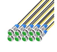Gebildet 10pcs 6mm 1/4" 230V AC LED Metal Indicator Light Waterproof Signal Lamp (Green)