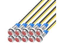Gebildet 10Pcs 6mm 1/4" 230V/AC LED Metal Indicator Light Waterproof Signal Lamp (Red)