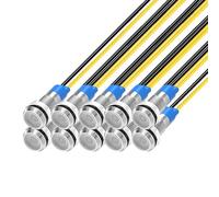 Gebildet 10pcs 6mm 1/4" 230V AC LED Metal Indicator Light Waterproof Signal Lamp (White)