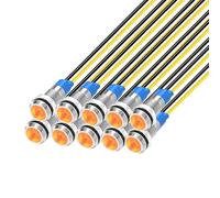 Gebildet 10pcs 6mm 1/4" 230V AC LED Metal Indicator Light Waterproof Signal Lamp (Yellow)