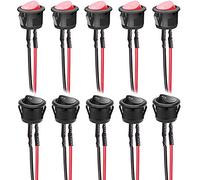 Gebildet 10pcs AC 6A/250V 10A/125V SPST 2 Pins 2 Position Car Boat Round Rocker Switch ON/OFF Toggle Switch with Pre-soldered Wires(Red+Black)