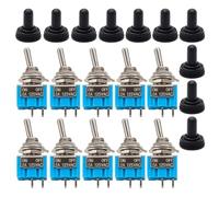 Gebildet 10pcs SPST Mini Toggle Switch with Waterproof Cap, 2-Terminal 2-Position, Miniature ON/Off Switch, 6A/125VAC, 3A/250VAC, for DIY Car Dash Dashboard Electronic Equipment