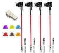Gebildet 12/24V Low Profile MINI Add-a-Circuit Fuse Tap, Mini Piggy Back Blade Holder With Wire Harness, 6pcs Mini Blade (3A 5A 7.5A 10A 15A 20A) and Puller (Pack of 4)