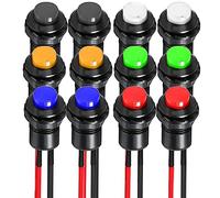 Gebildet 12pcs 12mm Prewired Latching Push Button Switch SPST ON/OFF AC 250V/1.5A 125V/3A,Lockable Mini Round Rocker Switch for Table Lamp,Home Appliances