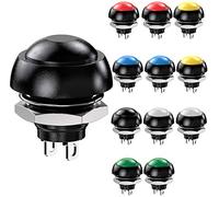 Gebildet 12pcs 12mm Waterproof Momentary Push Button, SPST ON-OFF AC 3V-5V-9V-12V-24V-230V/3A, Mini Round Push Button for Car Trumpet, PC, Table Lamp, Doorbell