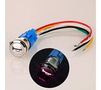 Gebildet 12V-24V/5A 16mm Pre-Wiring Momentary Speaker Horn Push Button Waterproof Metal Switch with Red Led Light for Car Boat