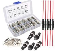 Gebildet 150pcs 5x20mm Fast-blow Glass Fuses + 5pcs 5x20mm AGC Fuse Holder Inline Screw Type + 5pcs Panel Mount Holder + 30pcs Fuse Seat, Quick Blow Car Glass Tube Assorted Kit