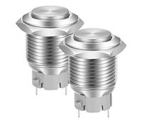 Gebildet 16mm High Head ON/OFF SPST Latching Push Button, Waterproof Stainless Steel Metal Push Button Switch, Solder Pin Terminals DC 6V/12V/36V/48V, AC 110V/230V 3A 1NO