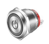 Gebildet 19mm 20A/12-24V Blue LED Latching Stainless Steel Push Button Switch Waterproof 4 pin SPST Switch Short Type Push Button