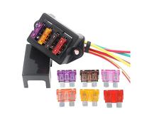 Gebildet 2-Input 4-Output Car Standard Blade Fuse Holder (Apply to 1~40 AMP), ATC ATO 4 Way Fuse Box with Wire for Car/Boat/Marine/Trike, with 10 Blade Fuse (3A/5A/7.5A/10A/15A/20A/25A/30A/35A/40A)