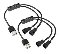 Gebildet 2 Pack Dual 4 Pin to USB Fan Switch ON Off Power Adapter Cable 1 to 2 Ways Splitter USB to 4PIN 3PIN PWM 5v Fan Connector
