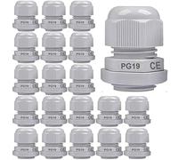 Gebildet 20Pcs Cable Gland, PG19 Plastic Waterproof Adjustable 12-16mm IP68 Cable Gland Joint with Rubber Gaskets, M24*1.5 Wire Connector, Wire Protector (White)