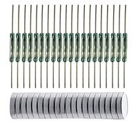 Gebildet 20pcs Glass Reed Switch Reed Contact,Magnet Near - Connect Circuit, Magnet Away - Break Circuit,Magnetic Induction Switch (2mm×14mm) With 20pcs Multi-Use Magnetic Sheet