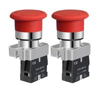 Gebildet 22MM 1NC Red Mushroom Emergency Stop Latching Push Button Switch Normally Closed Safety Stop Switch 10A 660V