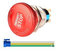 Gebildet 22mm Stainless Steel Metal Latching Emergency Stop Push Button Switch 12-220V 3A 2NO 2NC with Connection Plug