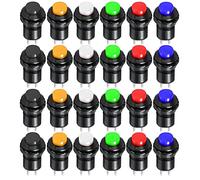 Gebildet 24pcs 12mm Momentary Push Button SPST ON/OFF AC 250V/1.5A 125V/3A, Lockless Mini Round Button for Car Trumpet, PC, Table Lamp, Home Doorbell