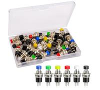 Gebildet 24pcs 7mm Mini Momentary Push Button 3V-6V-12V-24V-230V/1A, SPST Nomal Open ON/OFF 2 Pin Round Flat Button for Model Railway Hobby