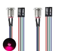 Gebildet 2pcs 12mm Chassis Switch Host Metal Button Desktop Computer Host Switch Cable Metal LED Power Button ATX Supply On/Off for DIY Computer Switch