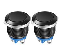 Gebildet 2pcs 19MM Momentary Push Button Switch IP65 waterproof Aluminium Alloy Shell 3A/12V 24V 36 DC 110V 250VAC 1NO SPST Screw Terminal (Black Shell)