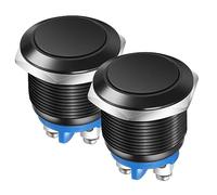 Gebildet 2pcs 22MM Momentary Push Button Switch IP65 waterproof Aluminium Alloy Shell 3A/12V 24V 36 DC 110V 250VAC 1NO SPST Screw Terminal (Black Shell)
