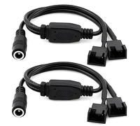 Gebildet 2PCS 4-Pin PC Fan Power Adapter Cable and DC Power Supply Plug to Dual 3-Pin, DC5521 to 4Pin Cable