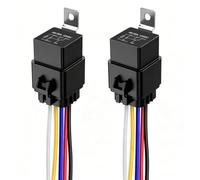 Gebildet 2pcs 40/30 Amp Waterproof Relay Switch 12AWG Harness Set with Built-in Diode- 12V DC 5-Pin SPDT Automotive Relays Hot Wires