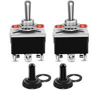 Gebildet 2pcs 6Pin/3 Position ON/OFF/ON Heavy Duty Rocker Toggle Switch 0~250V/15A DPDT Latching ON/Off/ON Switch with Waterproof Cap(Latching)