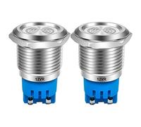 Gebildet 2pcs DC 12V 19mm Waterproof IP65 Stainless Steel Red LED Flash Alarm 90dB Indicator Light with Lamp Buzzer, for Electrical Control Panel, DIY Project