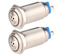 Gebildet 2pcs DC 24V 16mm Stainless Steel Red LED Flash Alarm 80dB Indicator Light with Lamp Buzzer, for Electrical Control Panel, DIY Project