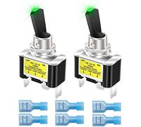Gebildet 2Pcs Rocker Lighted Toggle Switch 12V 30A Heavy Duty Racing Car Automotive Auto SPST ON/Off Toggle Switch LED Illuminated 12mm Size (Green)