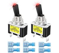 Gebildet 2Pcs Rocker Lighted Toggle Switch 12V 30A Heavy Duty Racing Car Automotive Auto SPST ON/Off Toggle Switch LED Illuminated 12mm Size (Red)