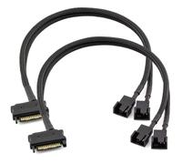 Gebildet 2pcs SATA to 2 Way 3 Pin / 4 Pin PMW 12V PC Case Fan Power Adapter Cable, 3-Pin or 4-Pin (PWM Connector) to 15 Pin SATA Computer Cooler Cooling Fan Power Cable