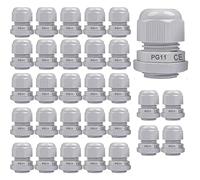 Gebildet 30Pcs Cable Gland, PG11 Plastic IP68 Waterproof Adjustable 5.0-10mm Cable Gland Joint with Gaskets, M18*1.5 Wire Connector, Wire Protector (White)