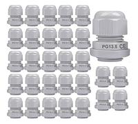 Gebildet 30Pcs Cable Gland, PG13.5 Plastic IP68 Waterproof Adjustable 6.0-12mm Cable Gland Joint with Gaskets, M20 x 1.5 Wire Connector, Wire Protector (White)