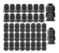 Gebildet 30pcs PG7 + 20pcs PG9 Cable Gland, Plastic IP68 Waterproof Adjustable 3-8mm Cable Gland Joint with Gaskets, M12 M16 Wire Connector, Wire Protector (Black)