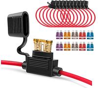 Gebildet 32V 20A Waterproof ATO Blade Fuse Holder - 16AWG In-Line With Cap, Standard Plug Socket - 10pcs Holder and 10pcs Medium Blade Fuse