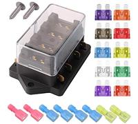 Gebildet 4 Way Car Standard Blade Fuse Holder Box (Apply to 1~40 AMP), with 10pcs Free Blade Fuse (3A/5A/7.5A/10A/15A/20A/25A/30A/35A/40A), Auto Fuse Block for Car/Boat/Marine/Trike