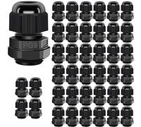 Gebildet 40 x PG9 Cable Glands, IP68 Waterproof Cable Connectors, M16 x 1.5 Plastic Cable Connector, Diameter 4-8 mm, Cable Glands for Home/Garden/Outdoor Lighting Cable (Black)