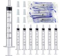 Gebildet 40pcs 3ml Syringe Without Needle(with Cap),Sterile Individual Wrap for Scientific Labs,Feeding Pets,Liquid Measuring or Refilling Multiple Uses Tools