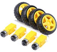 Gebildet 4pcs DC3V-12V DC Geared Motor for Four-wheel Drive Toy Car/Robotic Body/Aircraft Toys+4pcs Plastic Tire Wheels